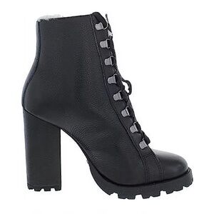 Schutz Zhara Shoes Lace Up Pointed Toe Block High Heel Combat Boots Size 10 New